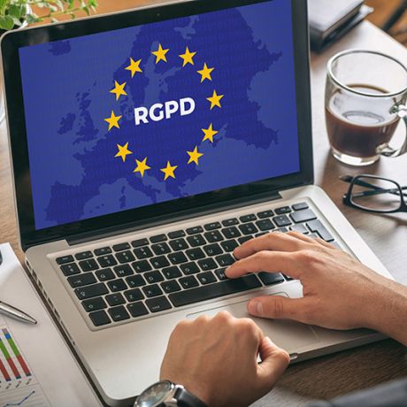 Man working with a computer, General Data Protection Regulation