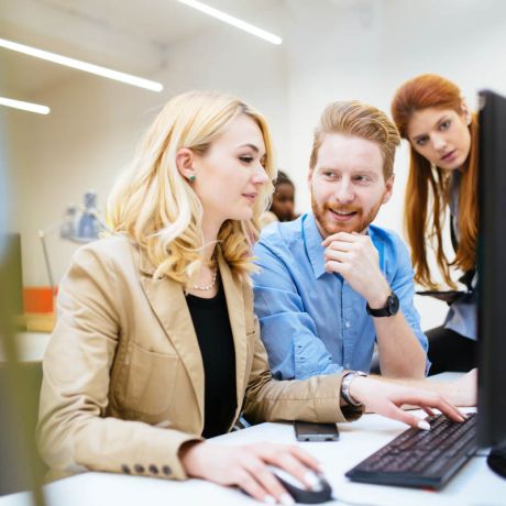 Business people collaborating in office and working on project together